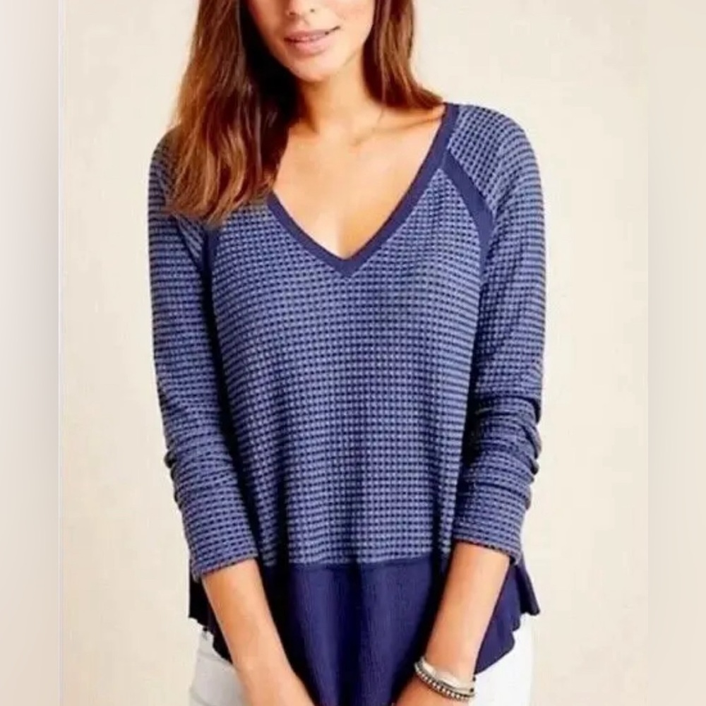 Anthropologie ‘eri and ali’ Soft Waffle Knit V-Neck - XS